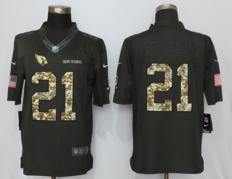 2017 Men Arizona Cardinals #21 Peterson Anthracite Salute To Service Green New Nike Limited NFL Jersey->->NFL Jersey